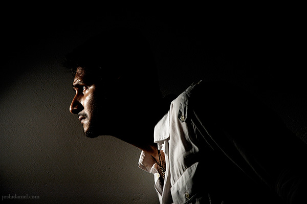 Low-key portrait of male model Siddharth Reghunath