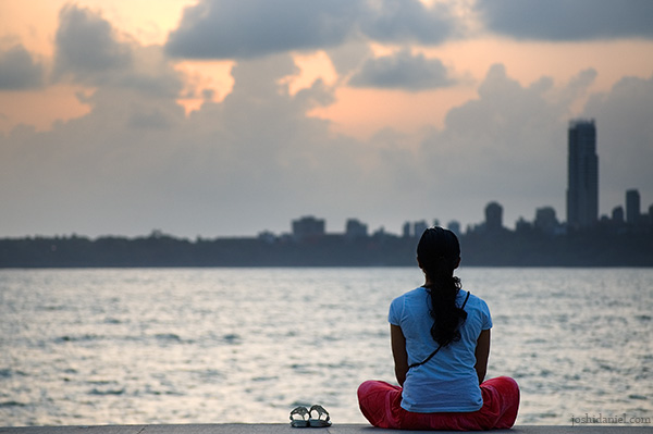 A relaxed Girl at Marine Drive, Mumbai, India