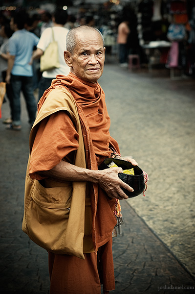 A buddhist monk from China Town, Petaling street in Kuala Lumpur, Malaysia