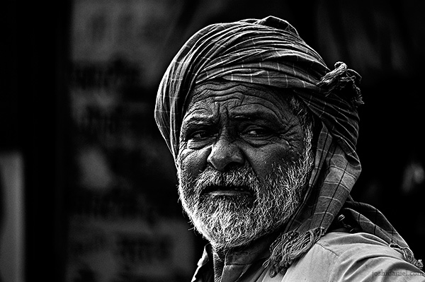 Portrait of an old man from Null bazaar, Mumbai, India