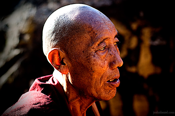 Portrait of an old buddhist monk from Mcleod Ganj, Dharamsala, India