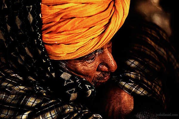 Portrait of man on a cold day from Jaisalmer, Rajasthan
