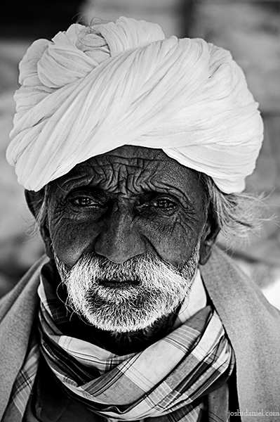 Portrait of an old man with turban from Ramgarh in Rajasthan