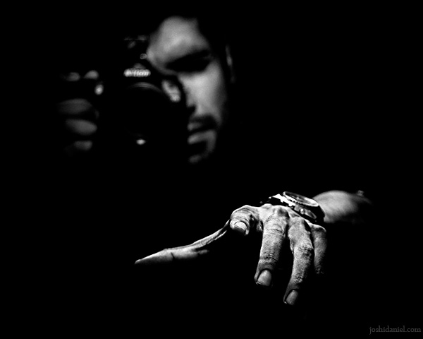 Black and white self-portrait of joshi daniel