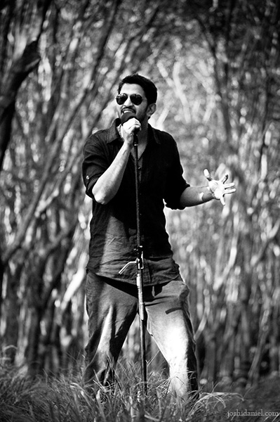 Open your soul to music Black and white portrait of singer Job Kurian