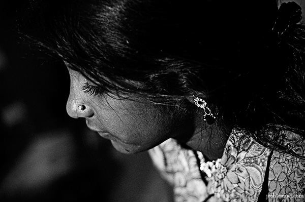 Black and white portrait of a young girl from the Kala Ghoda Arts Festival in Mumbai