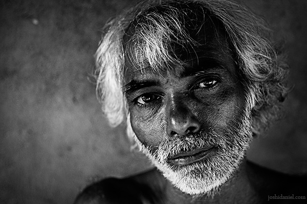Youthful face Black and white portrait of a man from Kumta in Karnataka