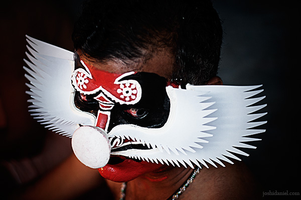 Portrait of a kathakali artist in dushasana make-up