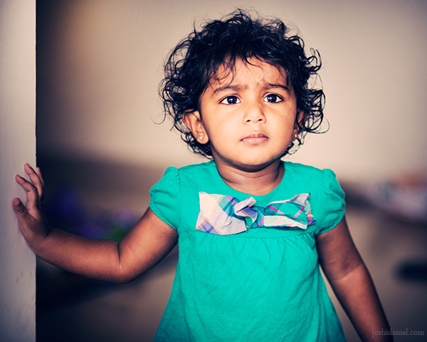 Portrait of toddler Mayanka in the morning