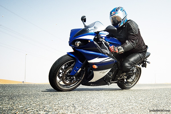 Jameel Kamaludheen riding a Yamaha YZF-R1
