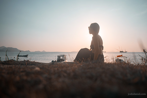 Nicole Fung watching the sun set in Labuan Bajo, Indonesia