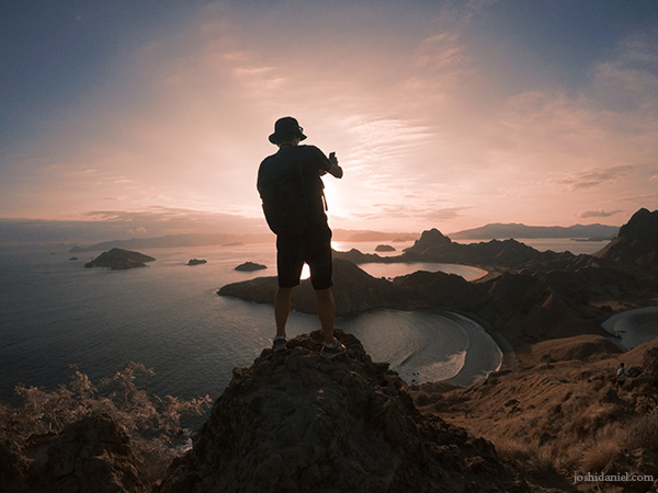 Miyase Koichi shooting a photograph at Padar Island, Indonesia