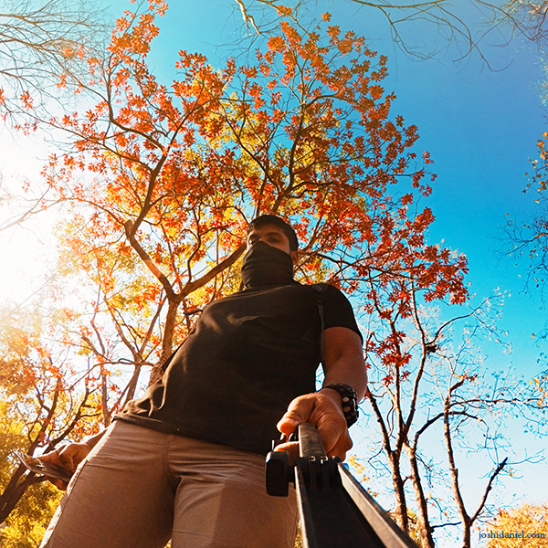 Self-portrait of joshi daniel under a kusum tree in Satpura National Park, Madhya Pradesh, India