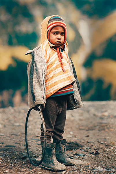 Portrait of a cute boy from Himachal Pradesh, India