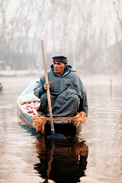 Vegetable seller, Dal Lake Portrait of a vegetable seller from the floating vegetable market in Dal Lake, Srinagar, Jammu and Kashmir, India