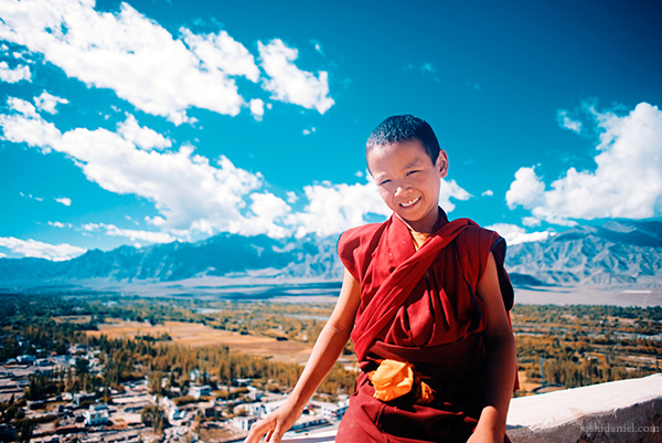A smiling little monk from Thiksay Monastery, Thiksey, Ladakh, Jammu and Kashmir, India