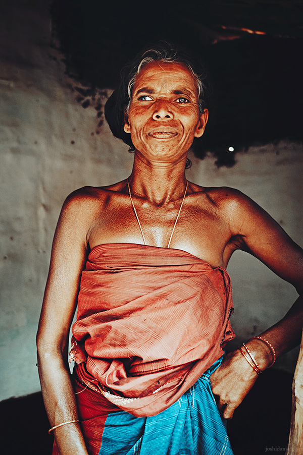 Portrait of an Irula tribe woman of Attappadi in Palakkad district of Kerala, India