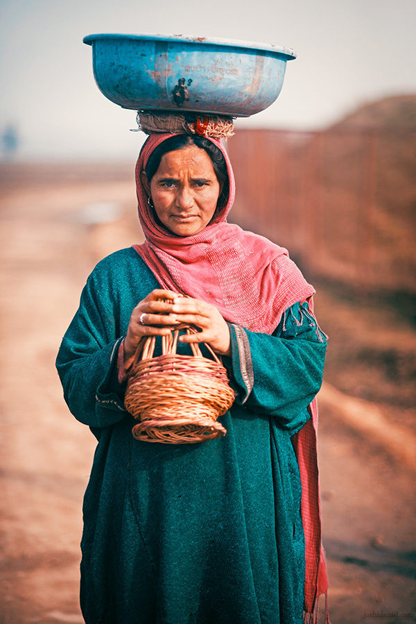 Portrait of a Kashmiri woman with Kangri in Lolab Valley, Kupwara, Jammu and Kashmir, India